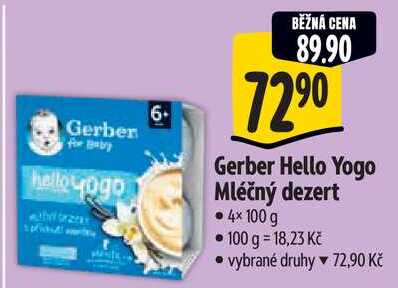 Gerber Hello Yogo Mléčný dezert, 4x1 00 g
