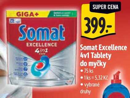 Somat Excellence 4v1 Tablety do myčky, 75 ks
