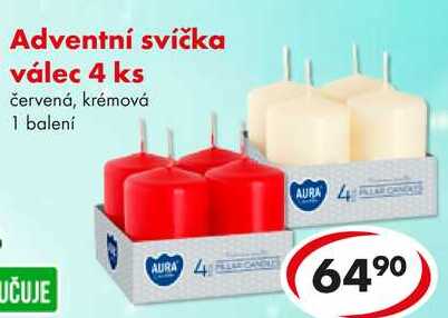 Adventní svíčka válec, 4 ks