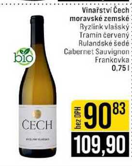 Vinařství Čech moravské zemské Ryzlink vlašský Tramin červený Rulandské šedé Cabernet Sauvignon Frankovka 0,75l
