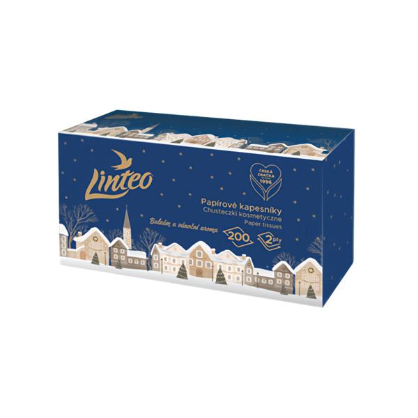 Linteo Papírové kapesníky BOX, 2vrstvé, Vánoce, Den, Noc balzám aroma
