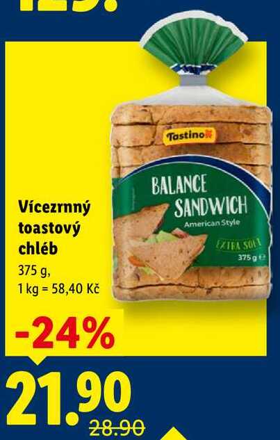 Vícezrnný toastový chléb, 375 g