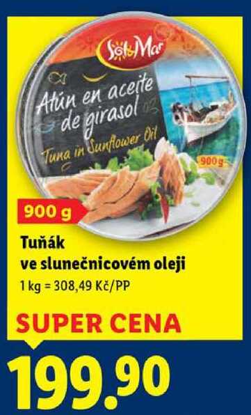 Tuňák ve slunečnicovém oleji, 900 g