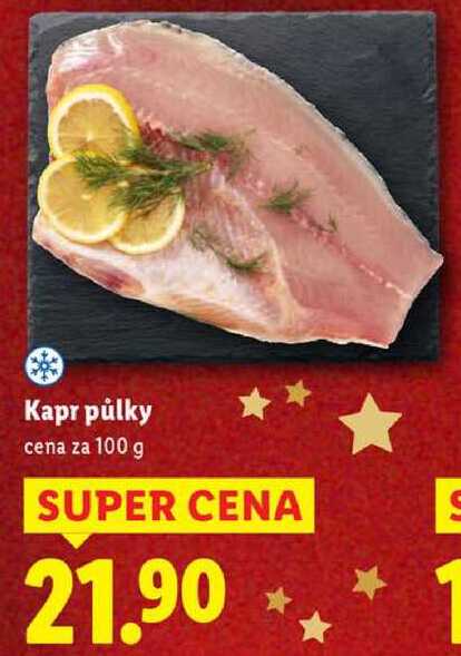 Kapr půlky, cena za 100 g