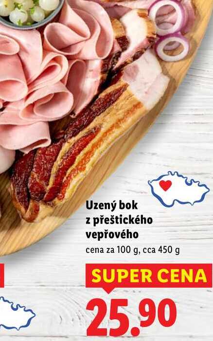 Uzený bok z přeštického vepřového, cena za 100 g