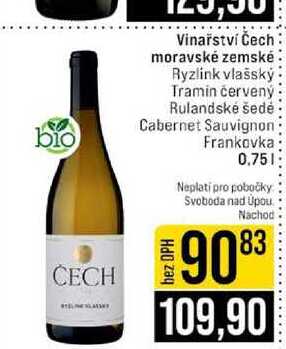 Vinařství Čech moravské zemské Ryzlink vlašský Tramin červený Rulandské šedė Cabernet Sauvignon Frankovka 0.75l