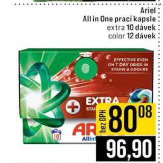 Ariel All in One prací kapsle extra 10 dávek color 12 dávek