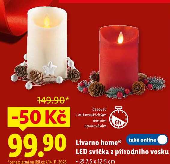 Livarno home LED svíčka z přírodního vosku 