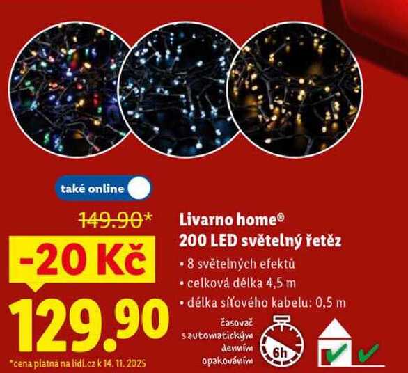 Livarno home 200 LED světelný řetěz 