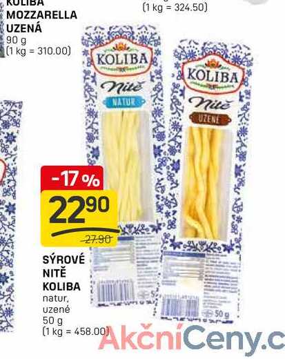 SÝROVÉ NITĚ KOLIBA natur, uzené 50 g  