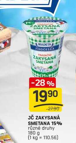 JČ ZAKYSANÁ SMETANA 15% různé druhy 180 g 