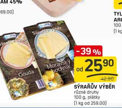 SÝRAŘŮV VÝBĚR různé druhy 100 g 