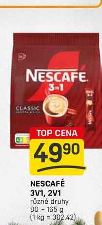 NESCAFÉ 3V1, 2V1 různé druhy 165 g