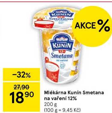 Mlékárna Kunín Smetana na vaření 12%, 200 g