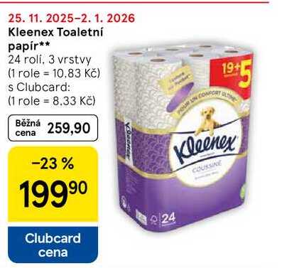 Kleenex Toaletní papír, 24 rolí. 3 vrstvy 