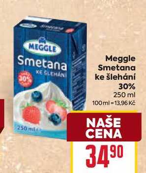 Meggle Smetana ke šlehání 30% 250 ml