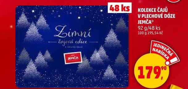 KOLEKCE ČAJŮ V PLECHOVÉ DÓZE JEMČA, 92 g/48 ks