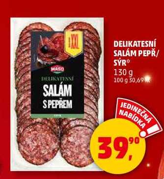 DELIKATESNÍ SALÁM PEPŘ/SÝR, 130 g