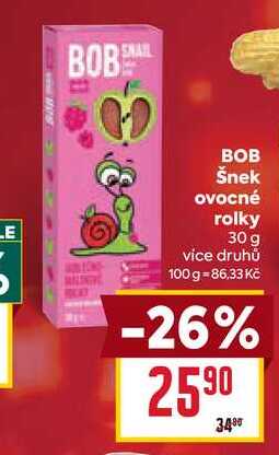 BOB Šnek ovocné rolky 30 g
