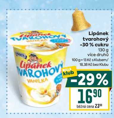 Lipánek tvarohový -30% cukru 130 g 