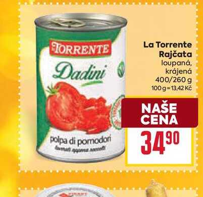La Torrente Rajčata loupaná, krájená 400/260 g 