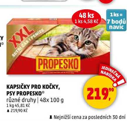 KAPSIČKY PRO KOČKY, PSY PROPESKO, 48x 100 g