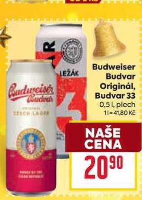Budweiser Budvar Originál, Budvar 33 0,5l, plech