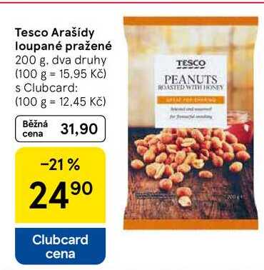 Tesco Arašídy loupané pražené, 200 g, dva druhy