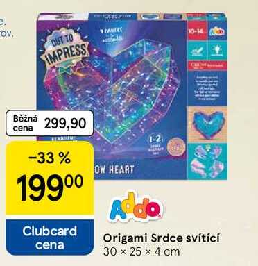 Origami Srdce svítící 30 x 25 x 4 cm 