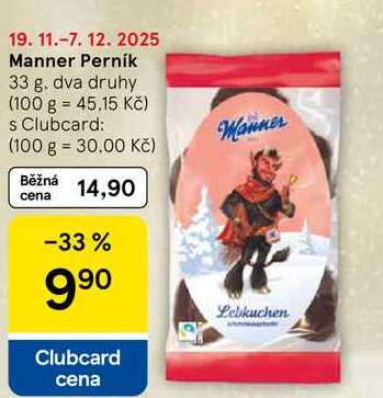 Manner Perník, 33 g. dva druhy  
