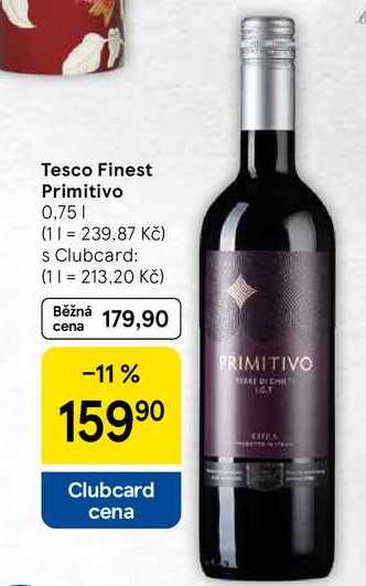 Tesco Finest Primitivo, 0,75 l