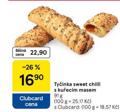 Tyčinka sweet chilli s kuřecím masem, 91 g   