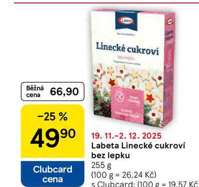 Labeta Linecké cukroví bez lepku, 255 g