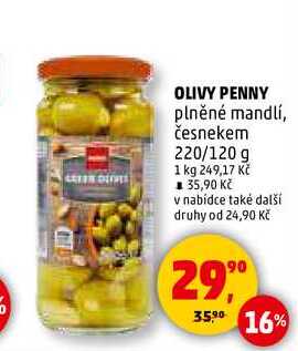 OLIVY PENNY plněné mandlí, česnekem, 220 g