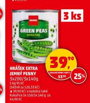 HRÁŠEK EXTRA JEMNÝ PENNY, 3x200 g 