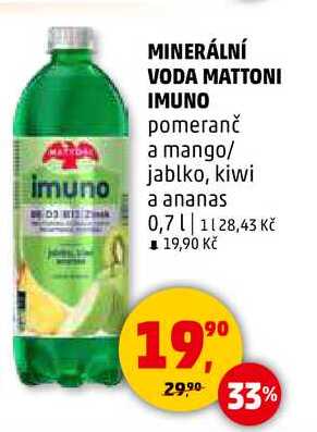MINERÁLNÍ VODA MATTONI IMUNO, 0,7 l