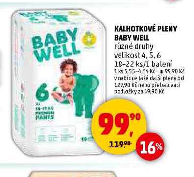 KALHOTKOVÉ PLENY BABY WELL, 1 balení