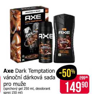 Axe Dark Temptation vánoční dárková sada pro muže (sprchový gel 250 ml, deodorant sprej 150 ml)