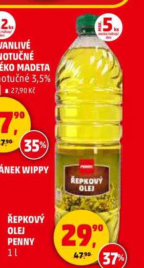 ŘEPKOVÝ OLEJ PENNY, 1 l