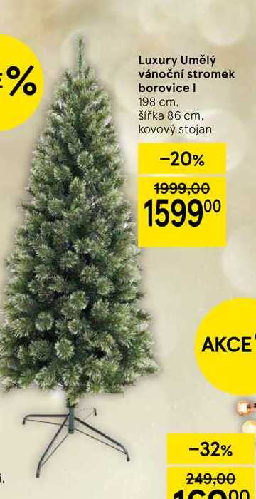Luxury Umělý vánoční stromek borovice I 198 cm. šířka 86 cm. kovový stojan