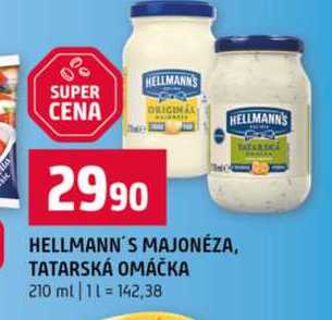 Hellmann's tatarská omáčka, majonéza 210ml, vybrané druhy