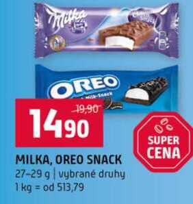 MILKA, OREO SNACK 27-29 g vybrané druhy
