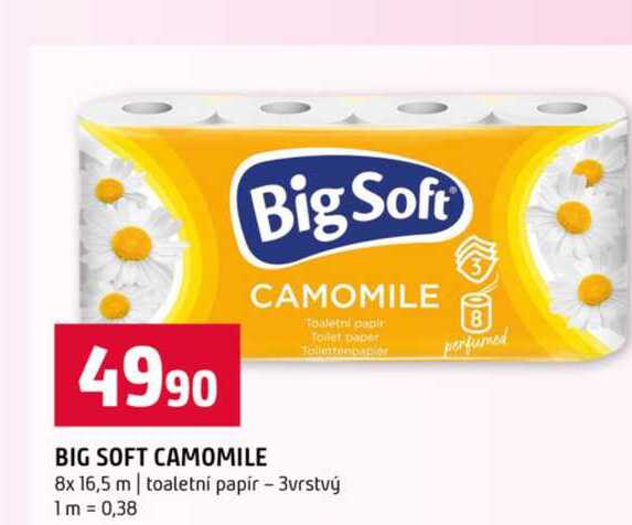 BIG SOFT CAMOMILE 8x 16,5 m toaletní papír - 3vrstvý 