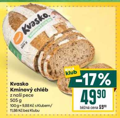 Kvasko Kmínový chléb z naší pece 505 g