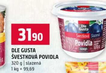 DLE GUSTA ŠVESTKOVÁ POVIDLA 320 g 