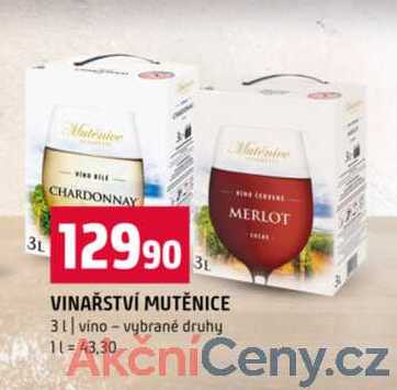 VINAŘSTVÍ MUTĚNICE 3l vino vybrané druhy 