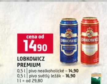 LOBKOWICZ PREMIUM 0,5l pivo nealkoholické 0,5l pivo světlý ležák 