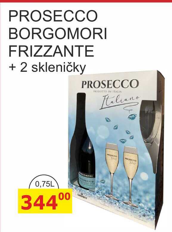PROSECCO BORGOMORI FRIZZANTE + 2 skleničky 0,75L