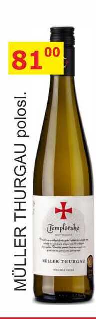 Templářské sklepy 0,75l MÜLLER THURGAU polosl.