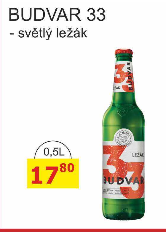 BUDVAR 33 - světlý ležák 0,5L 